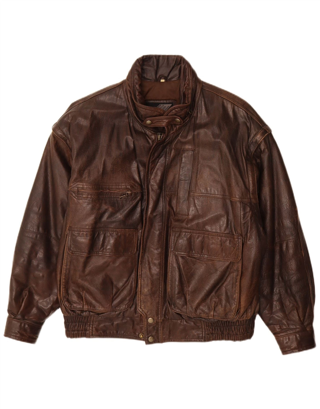 Jaqueta masculina de couro M. Flues Loose Fit Reino Unido 38 Couro Marrom Médio