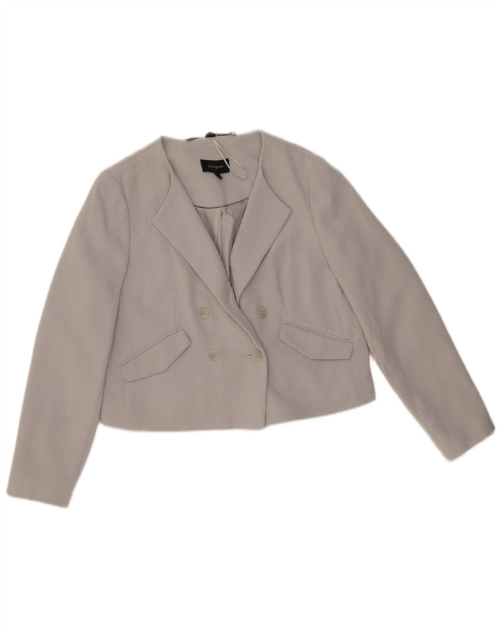 Jaqueta Blazer Marks & Spencer Feminina Crop Double Breasted Reino Unido 12 Cinza Médio