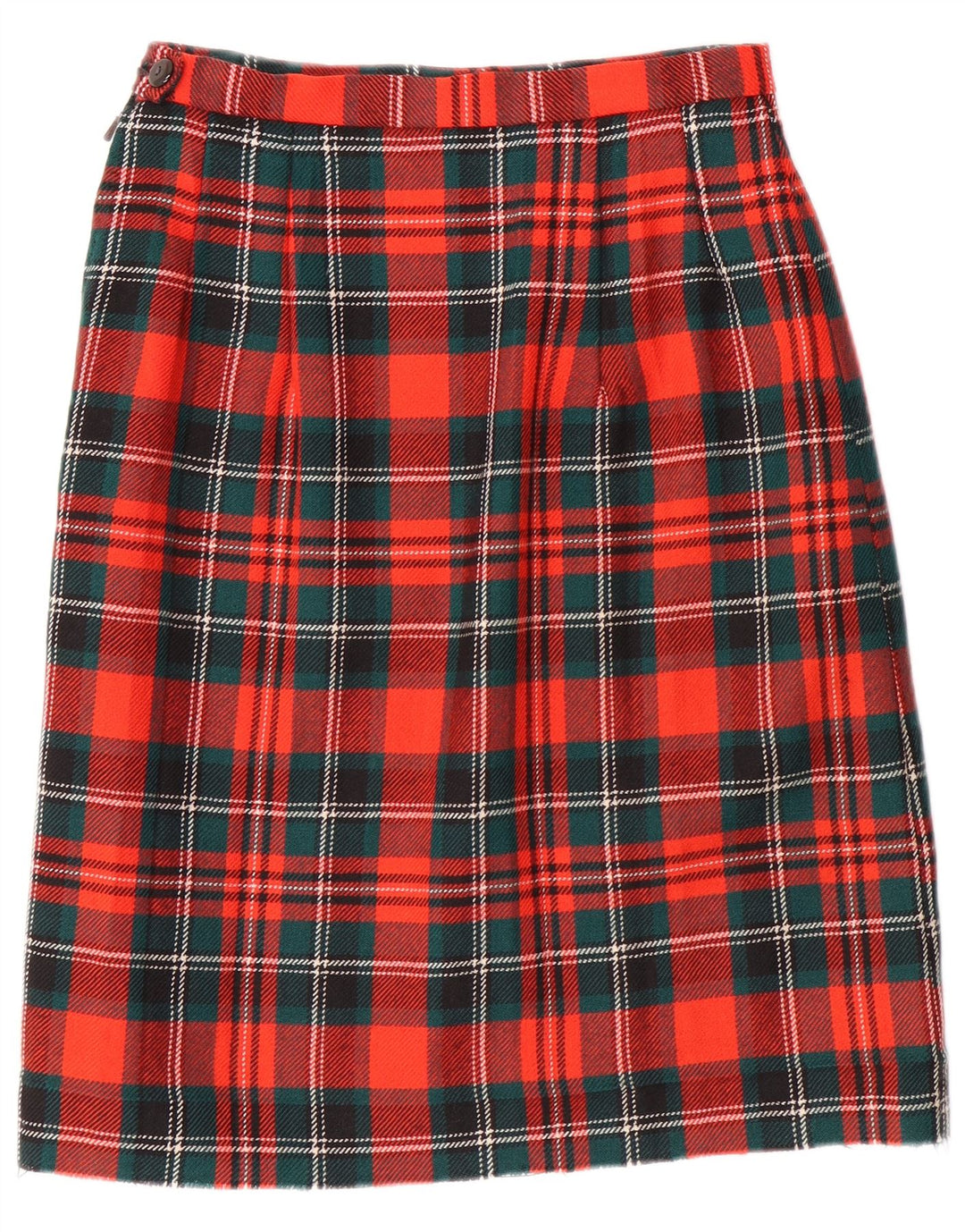 Conjunto de saia feminina VINTAGE de 2 peças UE 42 grande W28 L23 lã xadrez vermelha