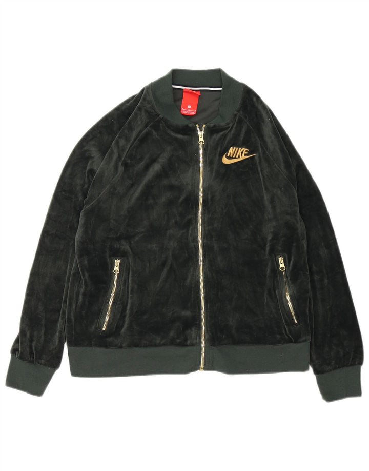 Jaqueta Nike Feminina Velour Tracksuit Top UK 14 Poliéster Verde Médio