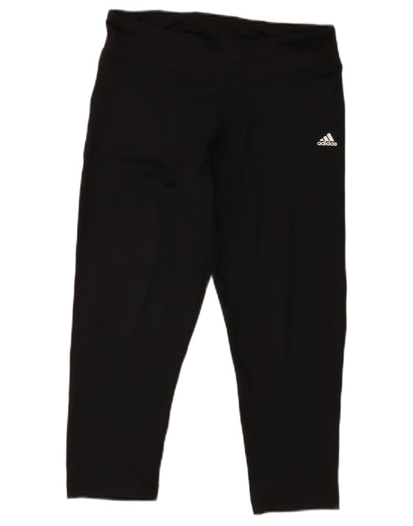 Adidas Womens Climalite Capri Leggings UK 10 Pequeno Poliéster Preto