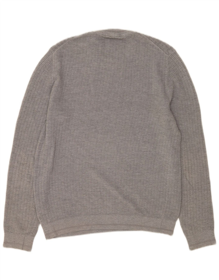 Suéter masculino Ted Baker com gola redonda tamanho 4 grande algodão cinza