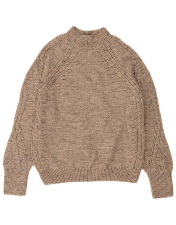 Suéter feminino Marks & Spencer com gola tartaruga Reino Unido 10 pequeno bege