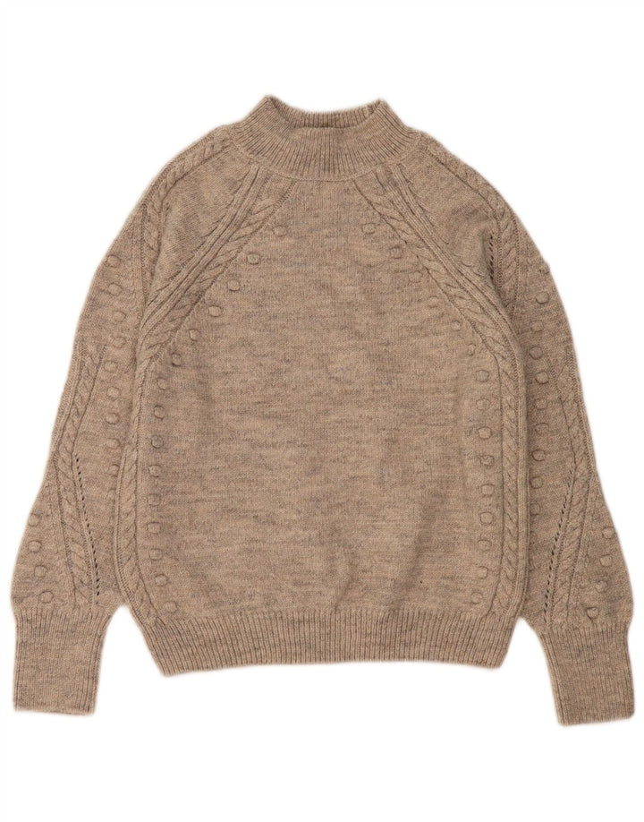 Suéter feminino Marks & Spencer com gola tartaruga Reino Unido 10 pequeno bege