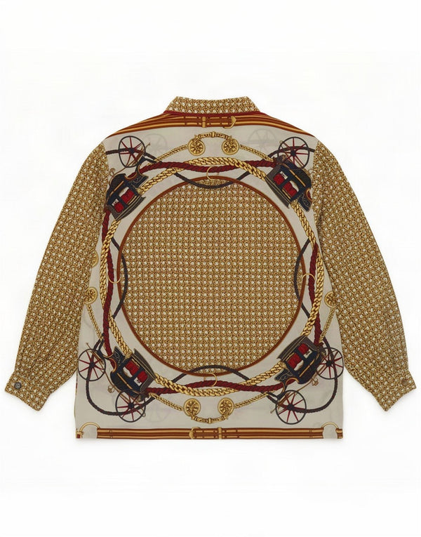 Blusa feminina vintage com estampa abstrata UK 16 grande multicolorida