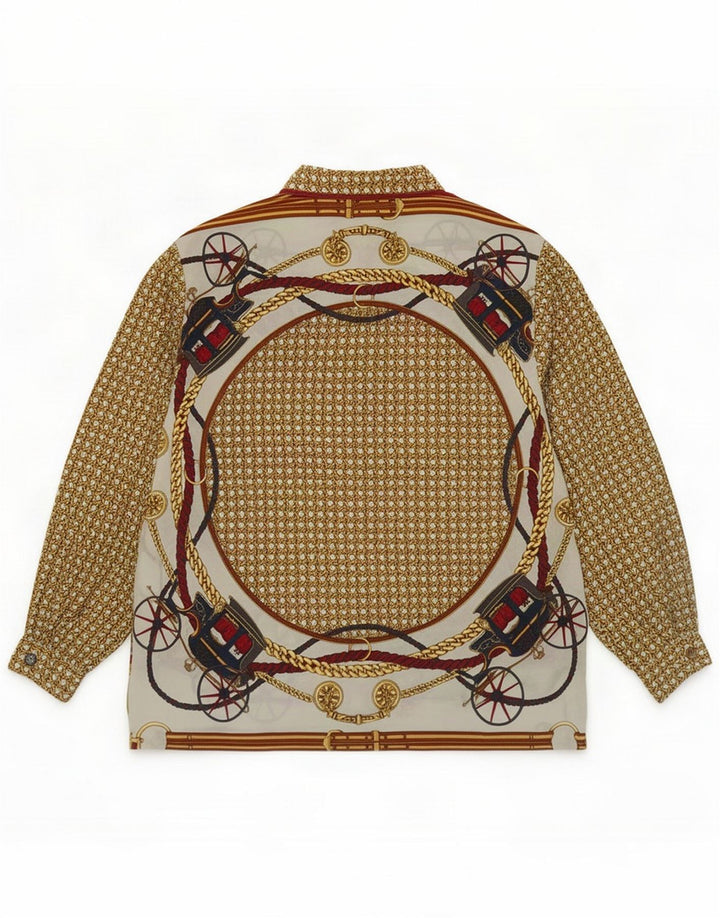 Blusa feminina vintage com estampa abstrata UK 16 grande multicolorida