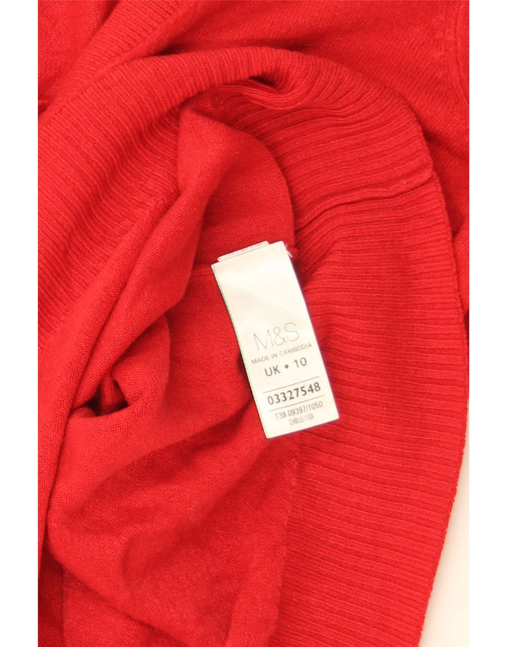 Suéter feminino Marks & Spencer com decote em V Reino Unido 10 pequeno acrílico vermelho