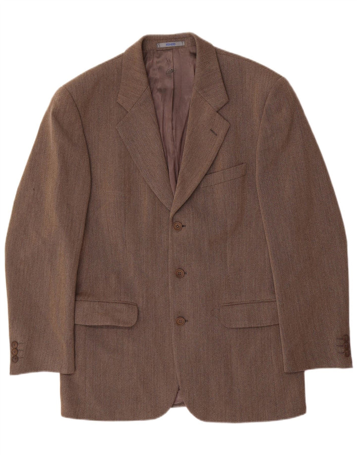 Jaqueta blazer masculina Kenzo com 3 botões IT 50 grande lã marrom