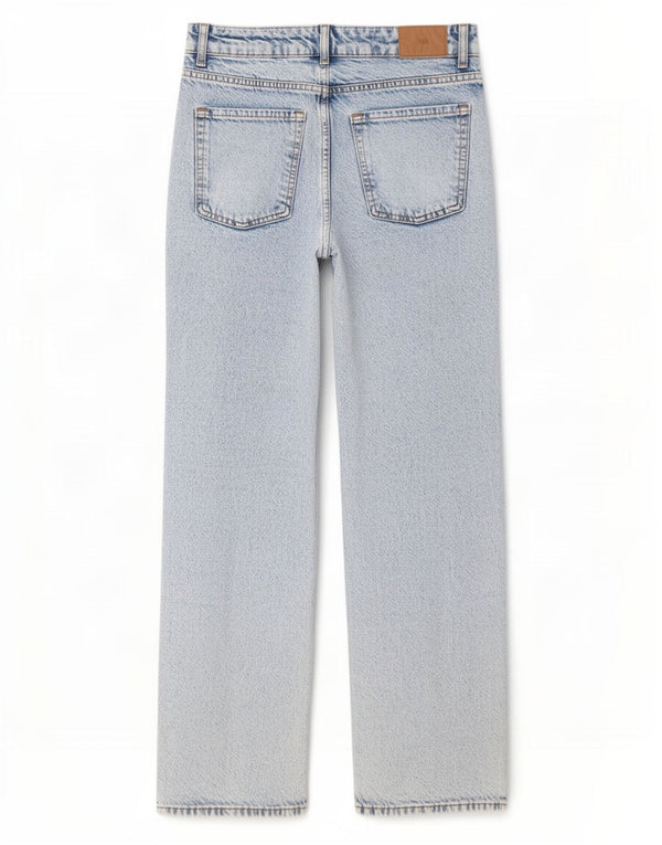 Calça jeans reta feminina Zara EU 34 2XS W24 L28 azul algodão