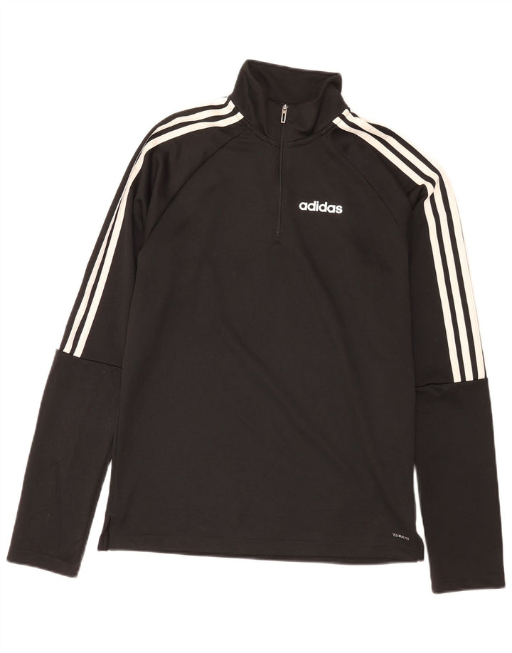Adidas Mens Climalite Zip Neck Pullover Treino Top Pequeno Poliéster Preto