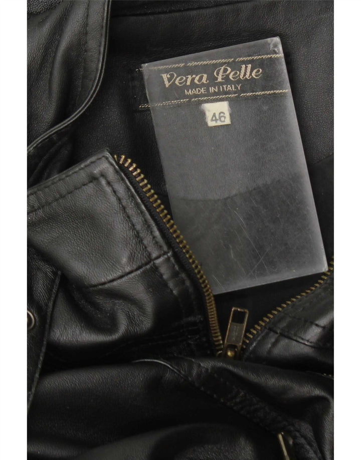 Jaqueta de couro feminina vintage IT 46 grande couro preto