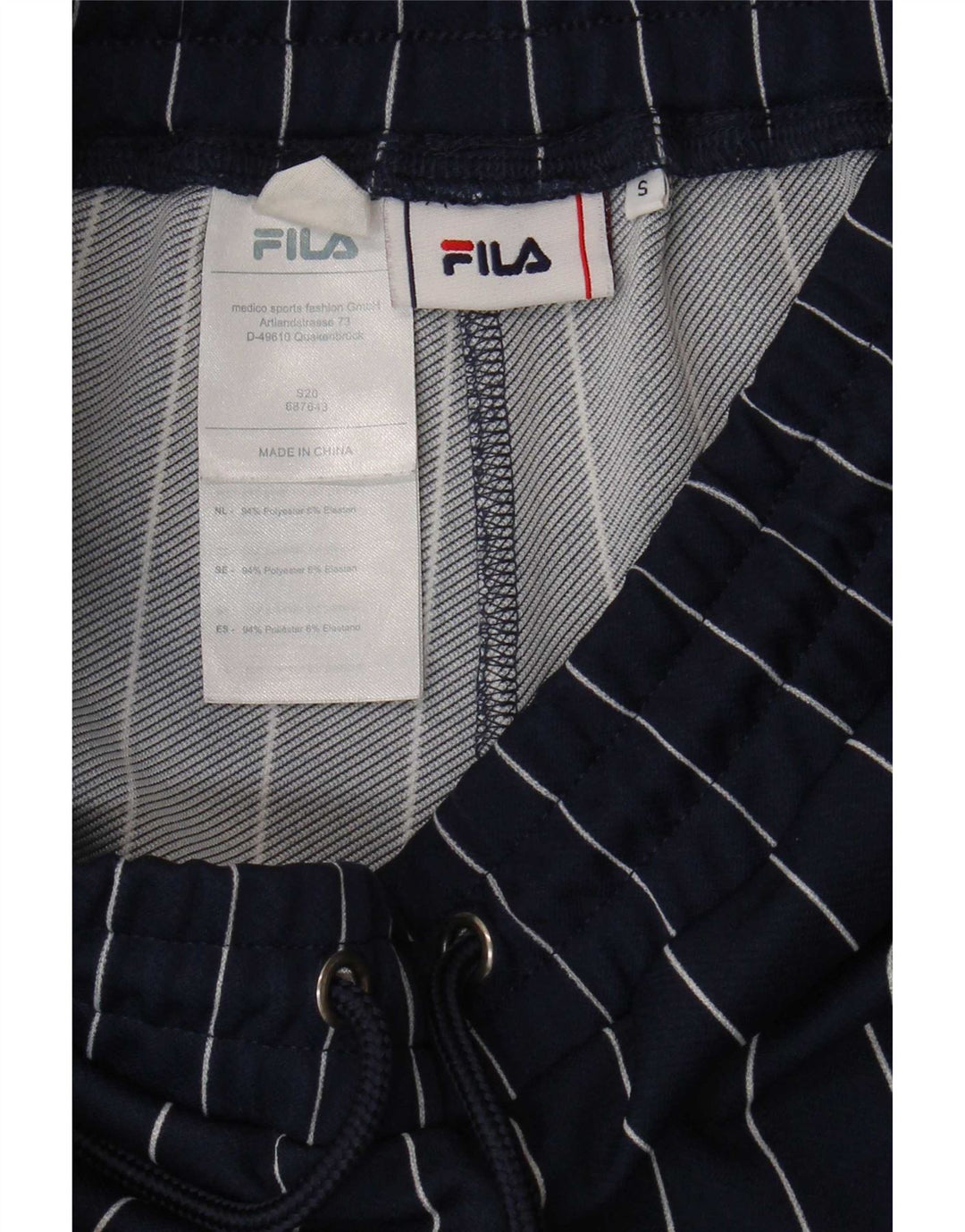 Fila Mens Graphic Sport Shorts Pequeno Poliéster Listrado Azul Marinho