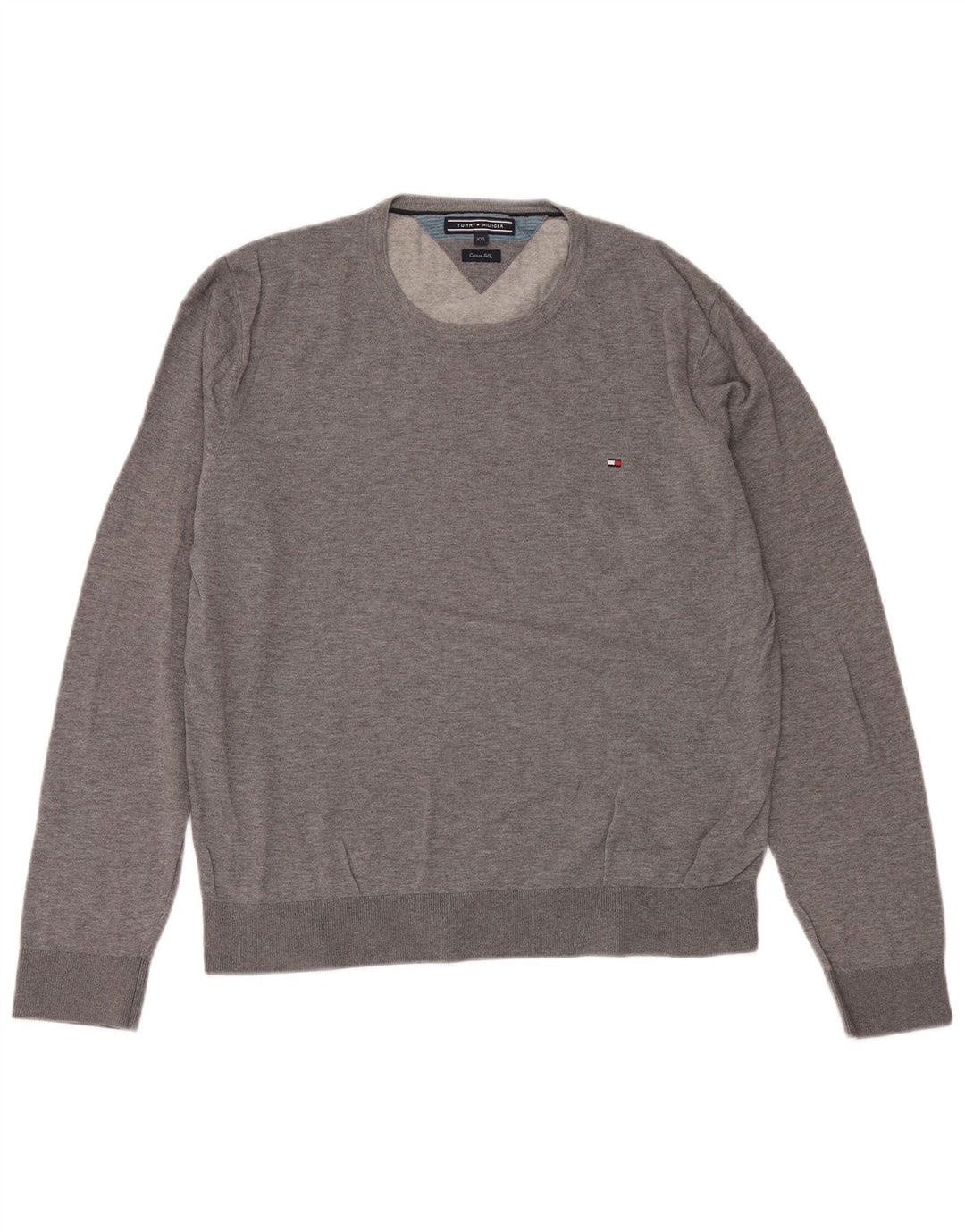 TOMMY HILFIGER Suéter masculino com gola redonda 2XL algodão cinza