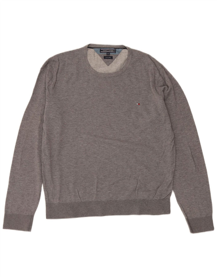 TOMMY HILFIGER Suéter masculino com gola redonda 2XL algodão cinza