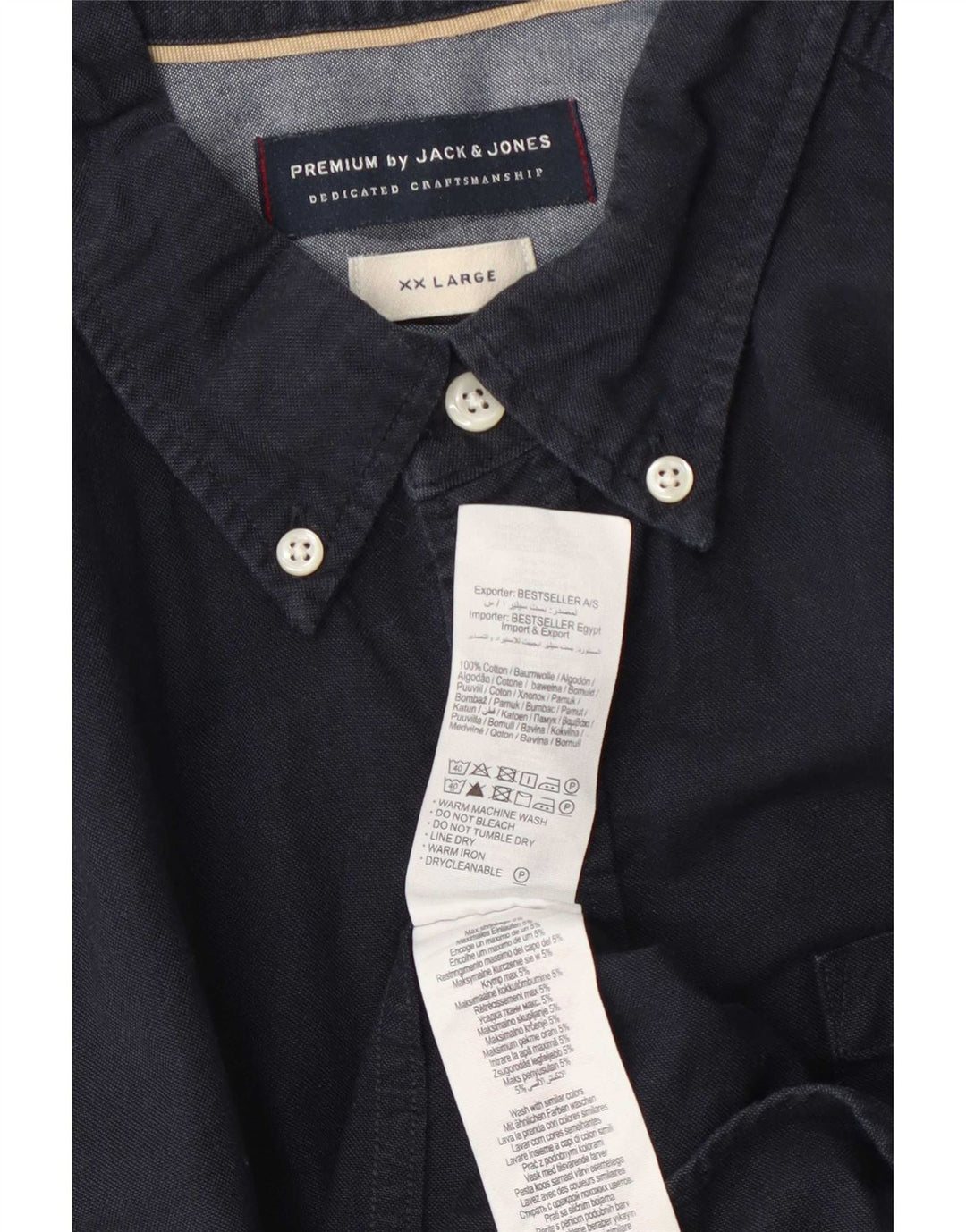 Camisa masculina Jack & Jones 2XL algodão azul marinho