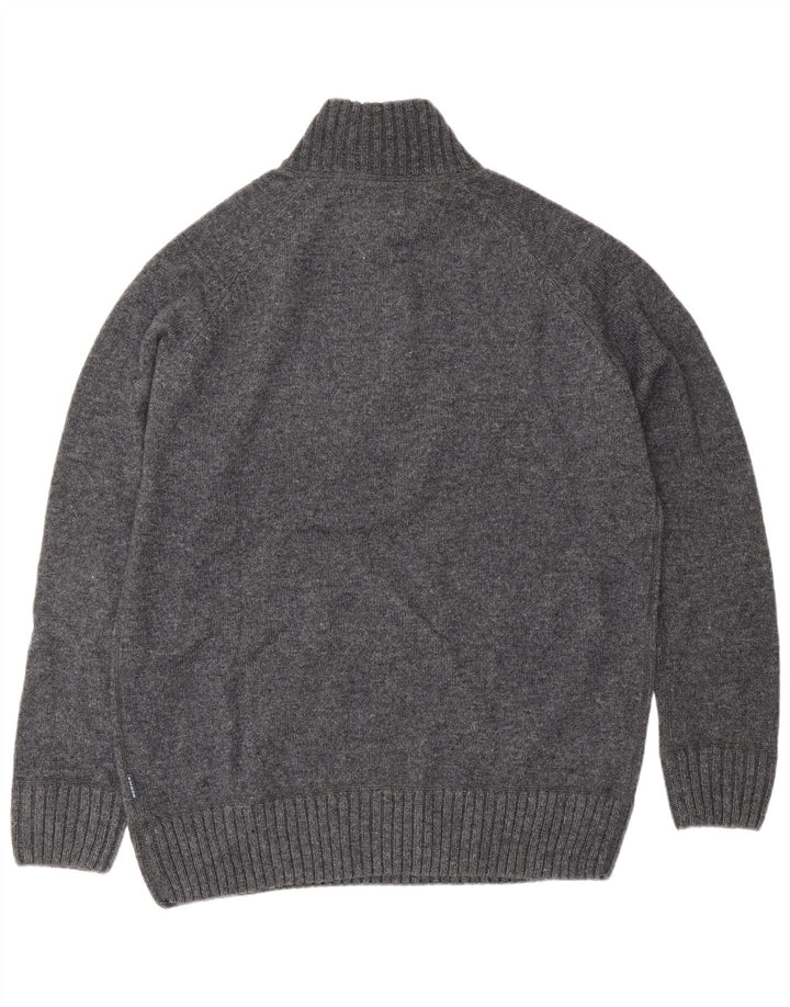 Suéter masculino Howick com zíper e gola grande de lã cinza