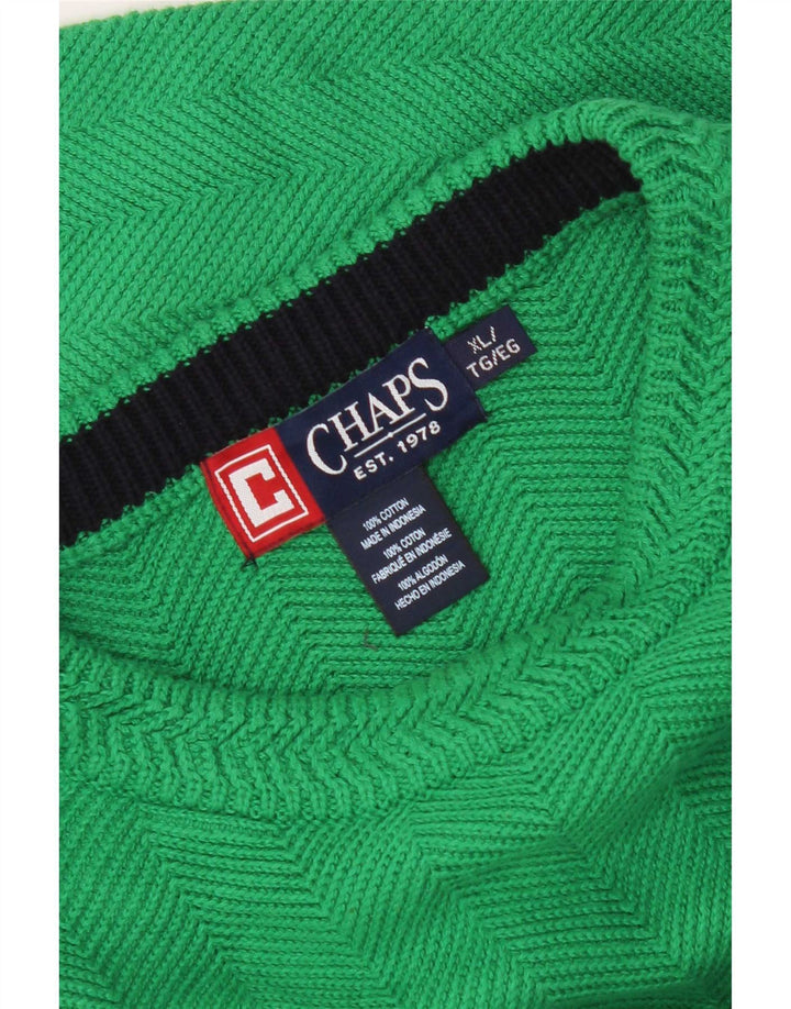 Suéter masculino Chaps com gola redonda XL verde espinha de peixe