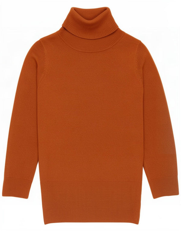Suéter feminino Marks & Spencer Longline com gola redonda Reino Unido 12 marrom médio