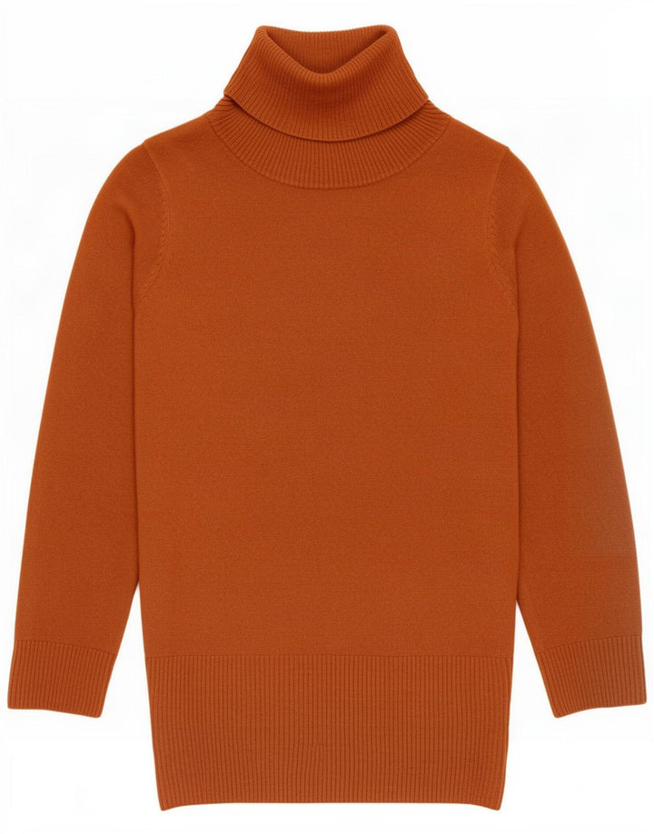 Suéter feminino Marks & Spencer Longline com gola redonda Reino Unido 12 marrom médio