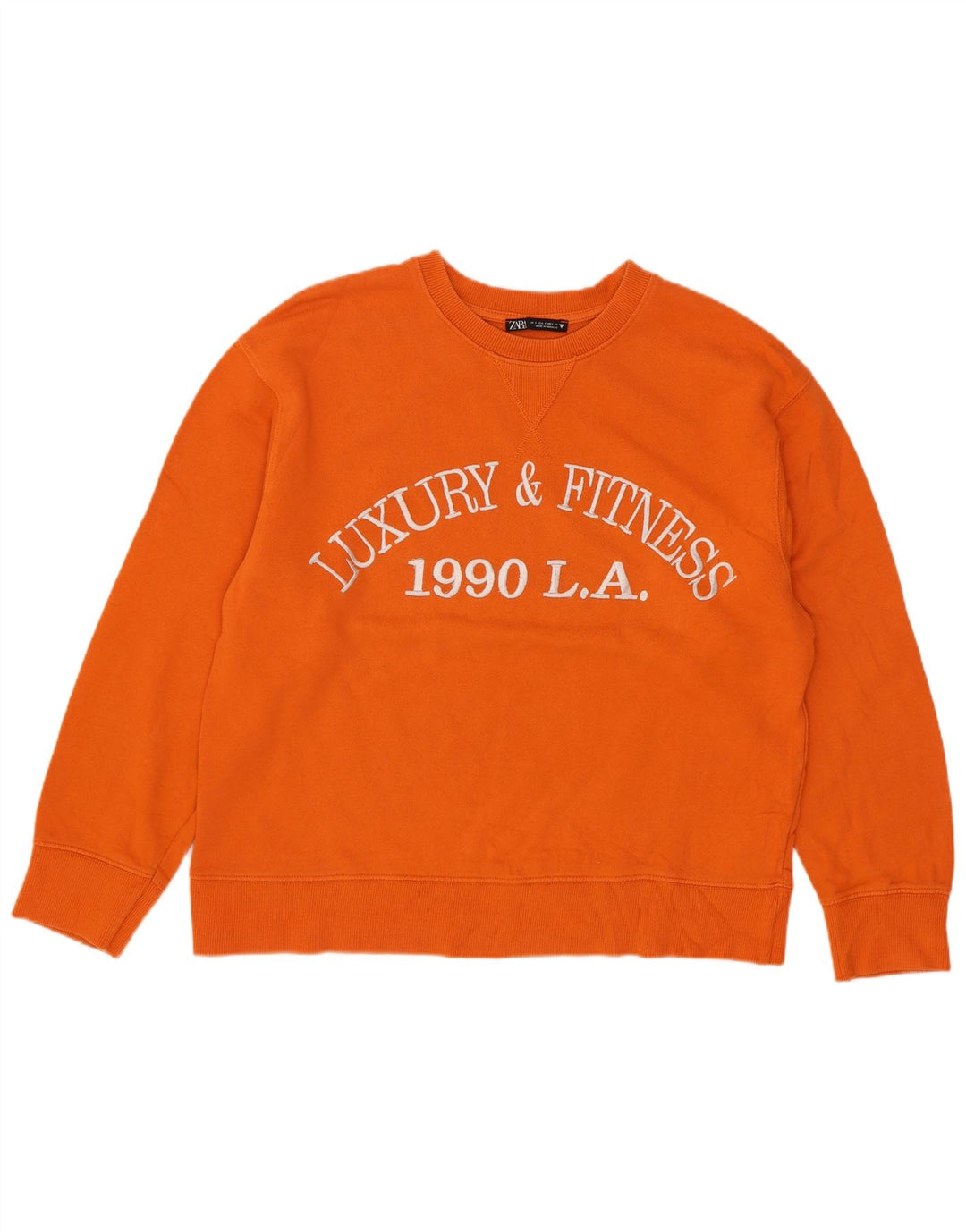 Zara feminino gráfico oversized moletom jumper Reino Unido 10 pequeno algodão laranja