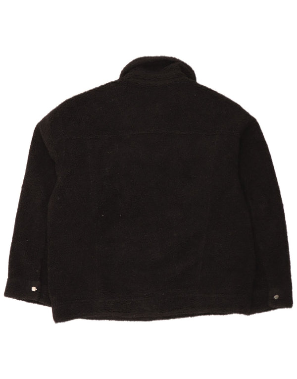 Jaqueta bomber de lã superdimensionada feminina Topshop Reino Unido 14 poliéster preto médio