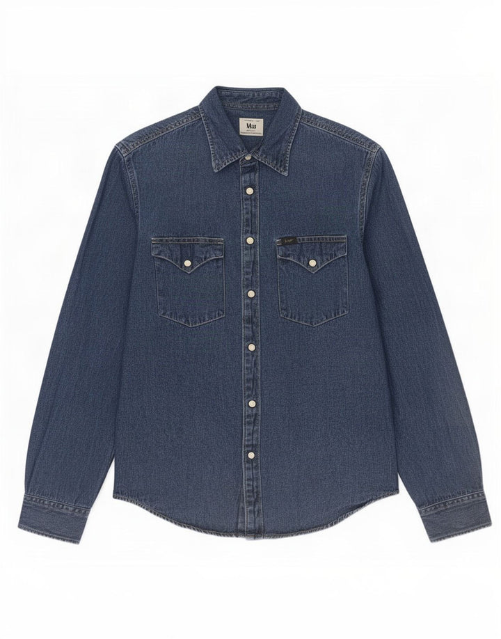 Camisa jeans masculina Lee pequena azul