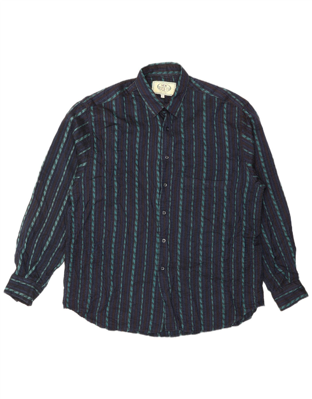 Camisa masculina vintage grande listrada azul marinho