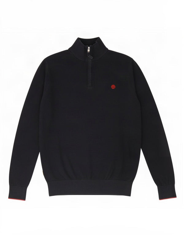 Suéter masculino Timberland com zíper e gola pequena, azul marinho, algodão