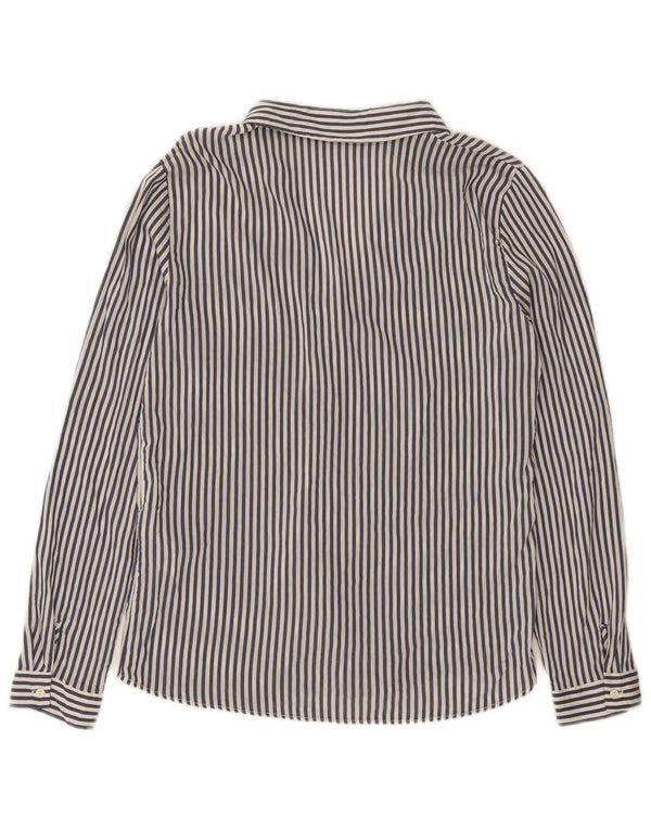 Camisa feminina Zara Loose Fit UK 6 XS Viscose listrada azul