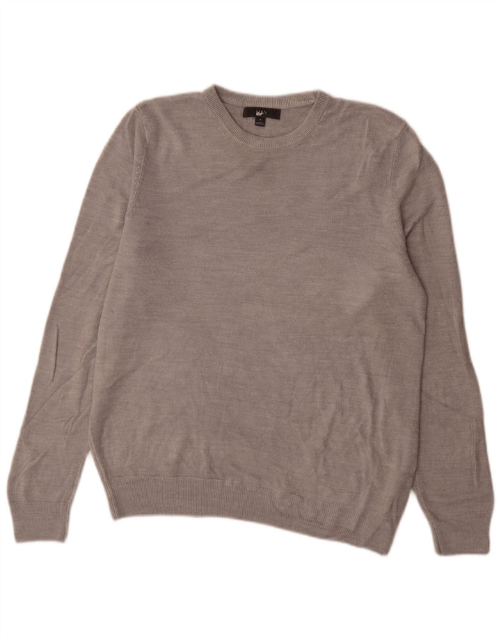 Suéter masculino Marks & Spencer com gola redonda e acrílico cinza médio