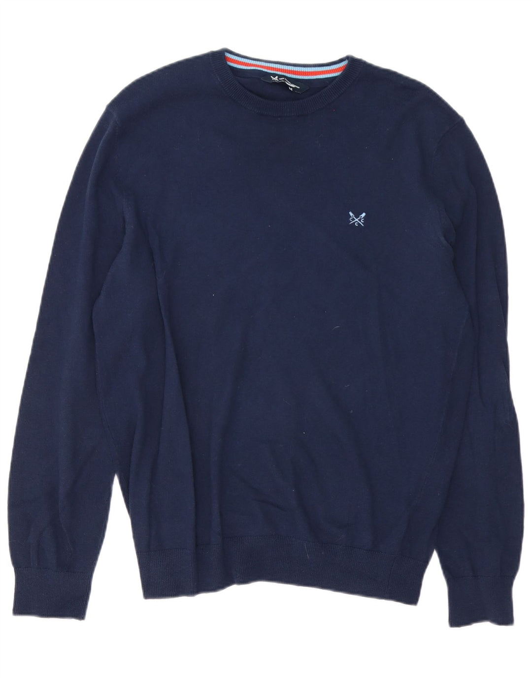 Crew Clothing Suéter masculino com gola redonda, algodão azul marinho médio