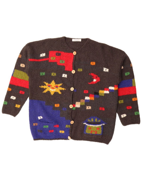 Suéter feminino Premode com estampa oversized cardigan Reino Unido 18 XL cinza geométrico