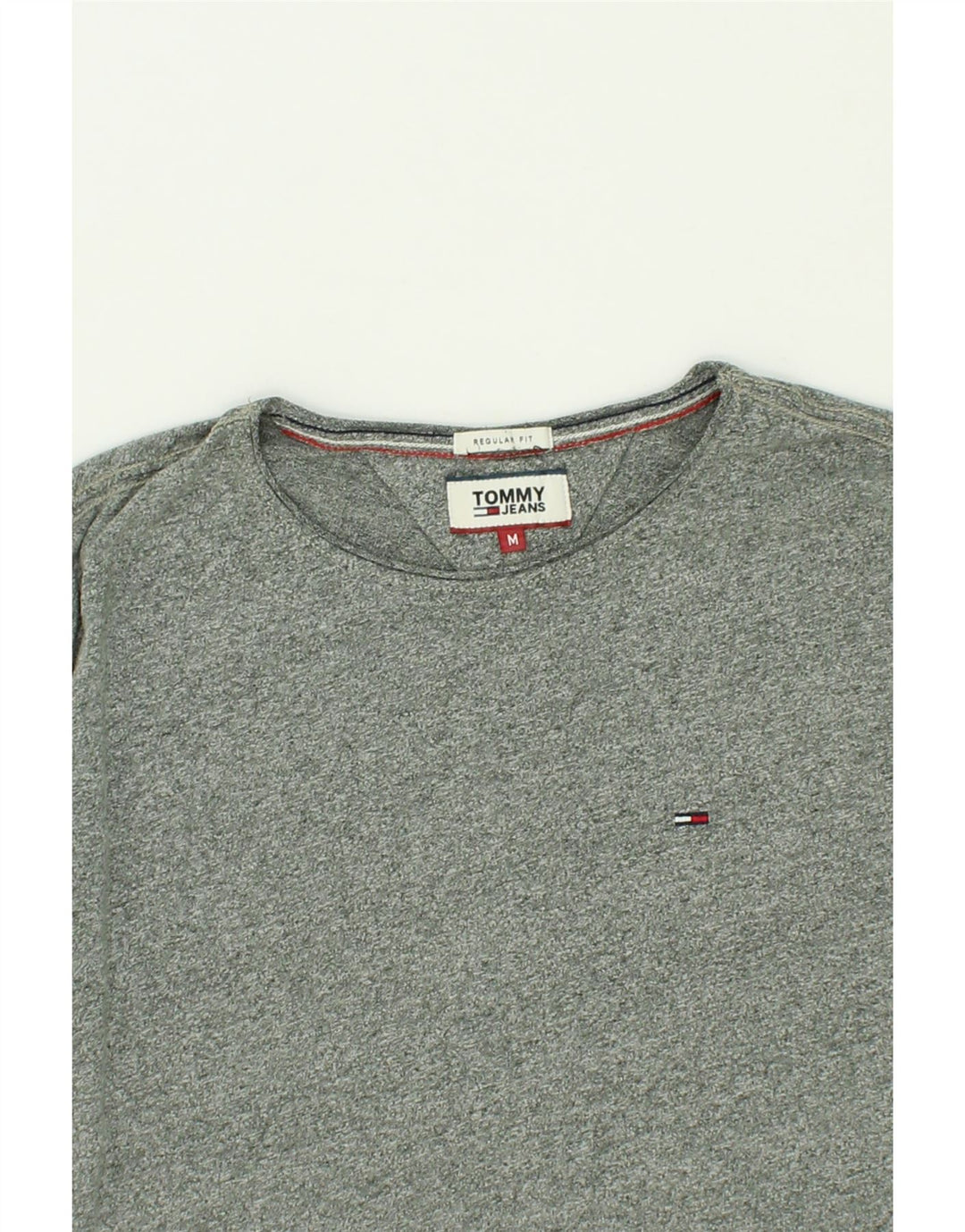 TOMMY HILFIGER Mens Regular Fit T-Shirt Top Medium Grey Flecked Cotton Vintage Tommy Hilfiger and Second-Hand Tommy Hilfiger from Messina Hembry 