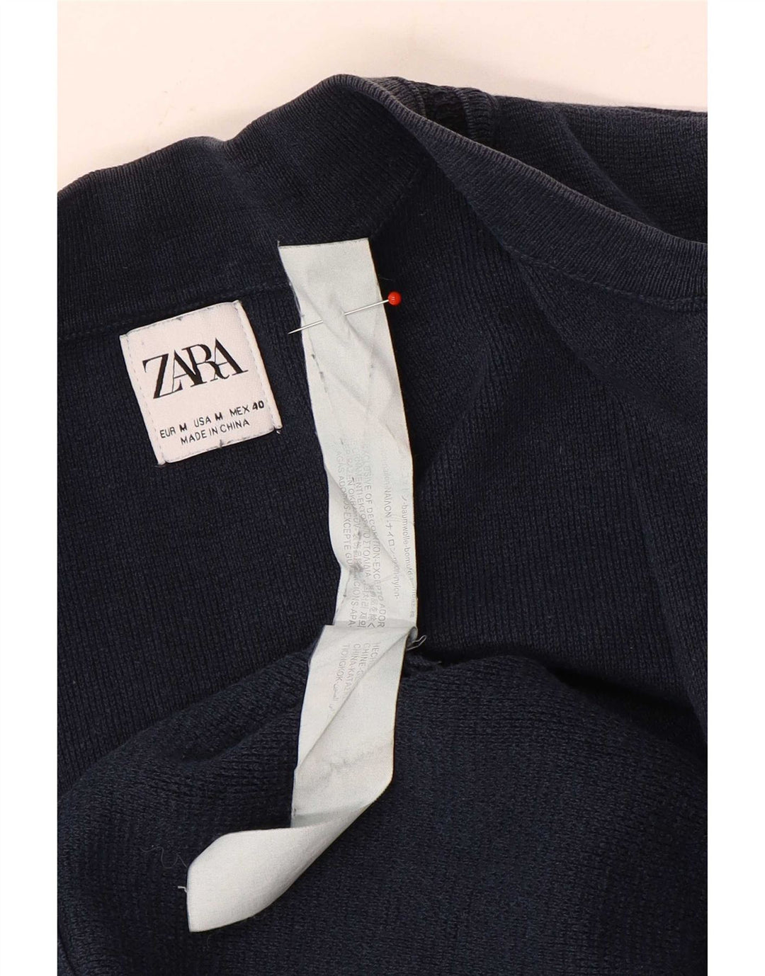 Suéter cardigã masculino Zara médio listrado azul marinho