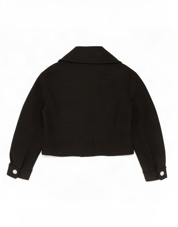 Zara Womens Crop 3 Button Blazer Jacket UK 6 XS Preto Acrílico
