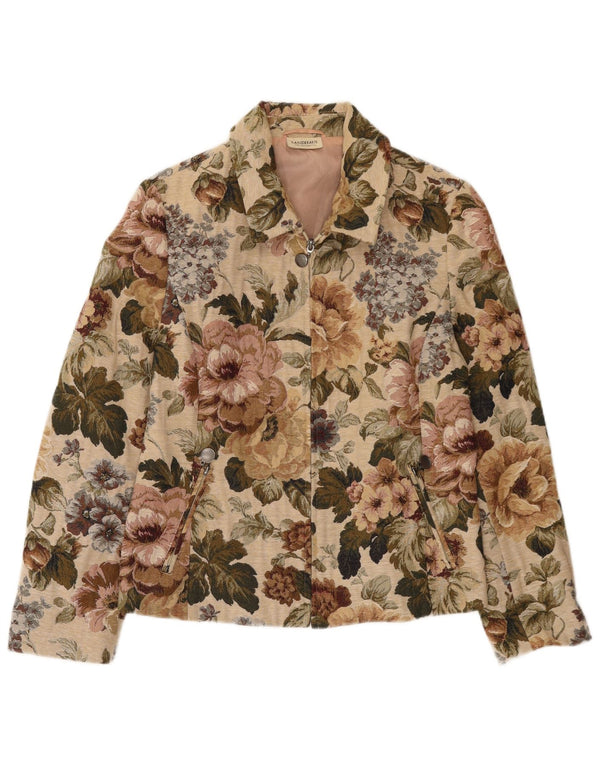 Jaqueta blazer feminina com zíper completo Landhaus EU 40 poliéster floral bege médio