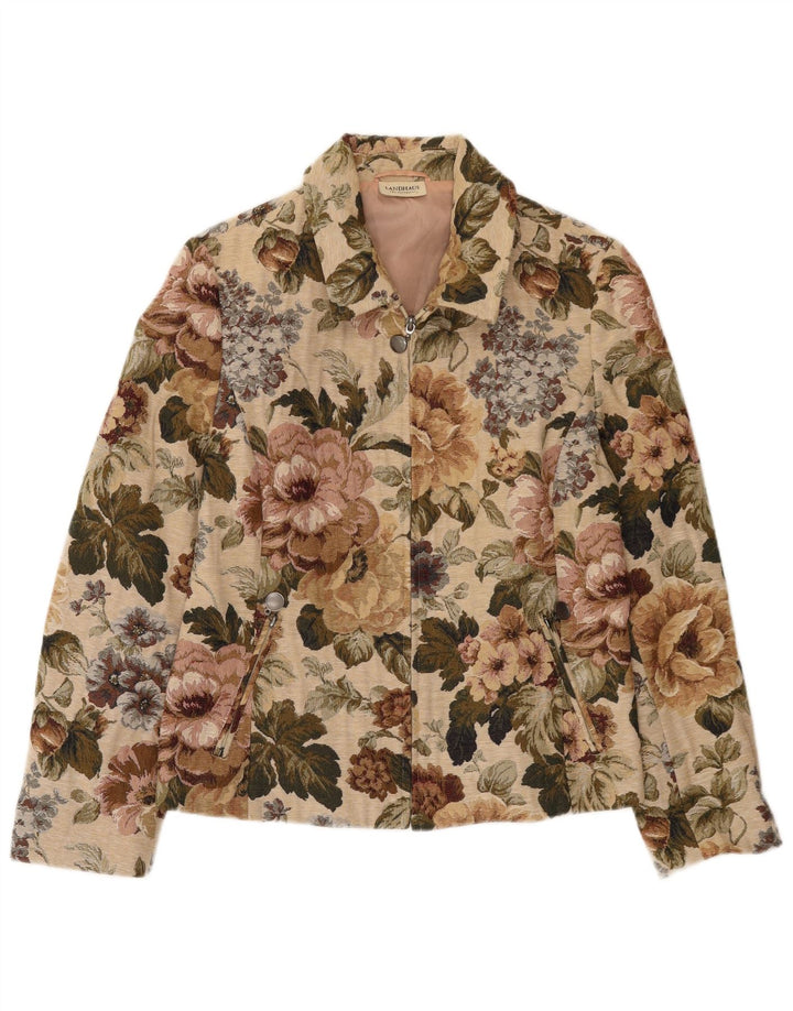 Jaqueta blazer feminina com zíper completo Landhaus EU 40 poliéster floral bege médio
