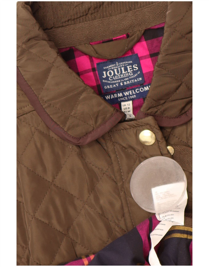 JOULES Colete acolchoado feminino UK 12 poliéster marrom médio