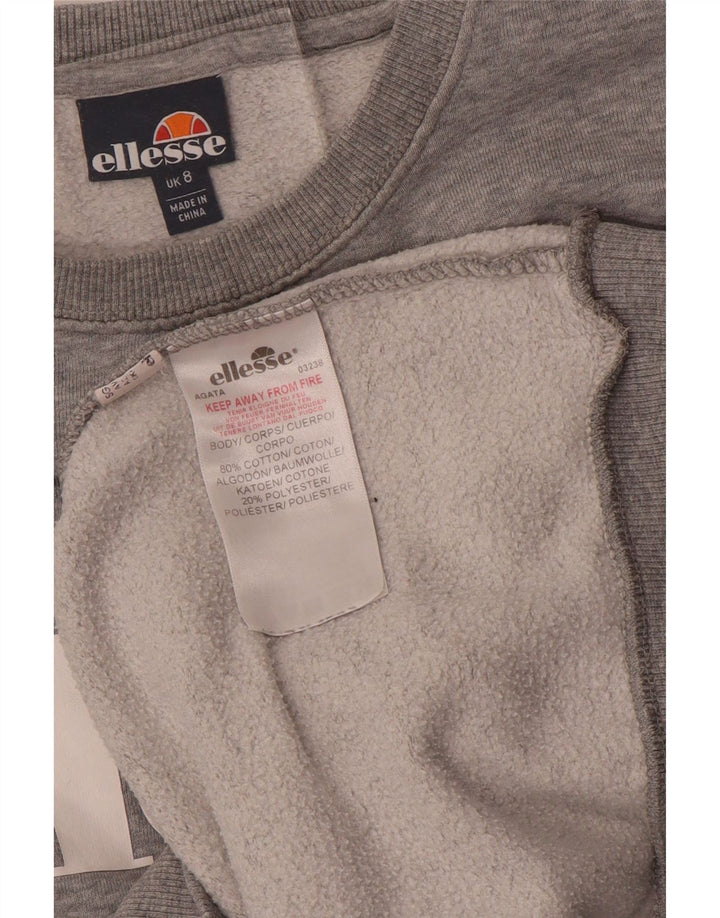 Ellesse moletom feminino grande com estampa gráfica UK 8 pequeno algodão cinza