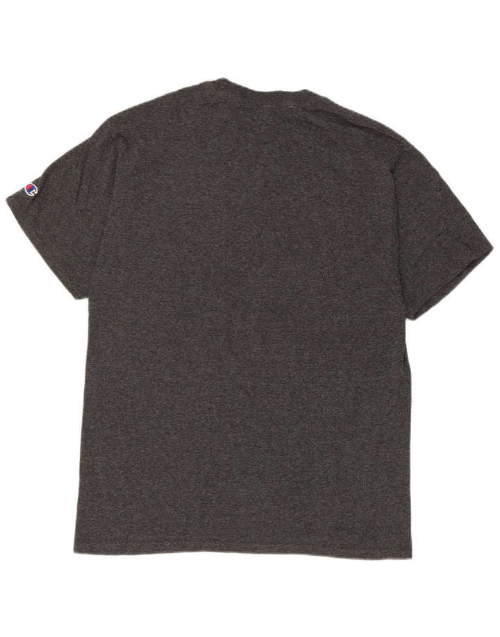 Camiseta masculina Champion George Fox University com estampa gráfica de algodão cinza médio