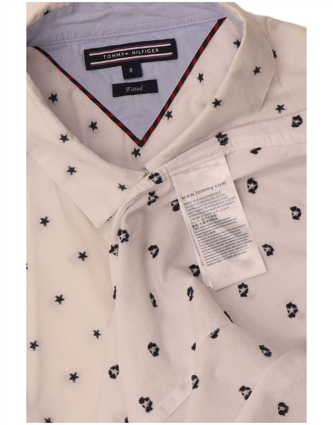Camisa feminina Tommy Hilfiger EUA 8 algodão manchado branco médio