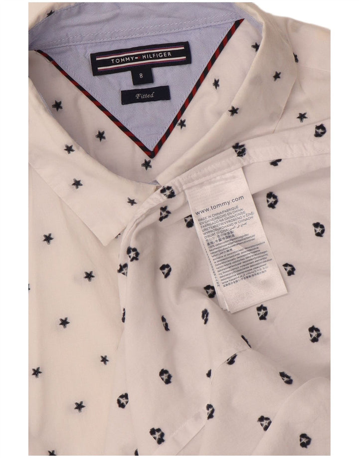 Camisa feminina Tommy Hilfiger EUA 8 algodão manchado branco médio