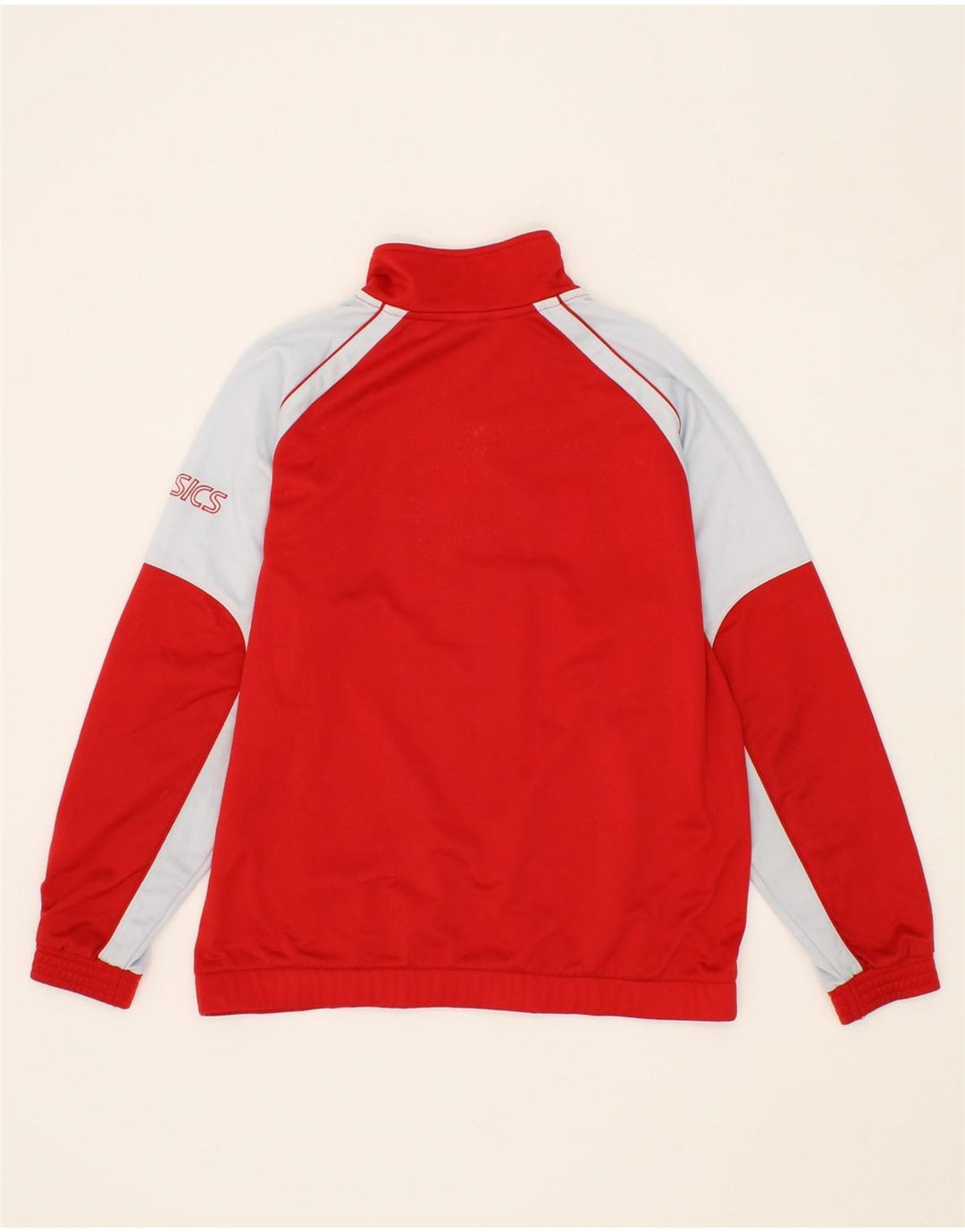 ASICS Womens Tracksuit Top Jacket UK 14 Medium Red Colourblock Polyester Vintage Asics and Second-Hand Asics from Messina Hembry 