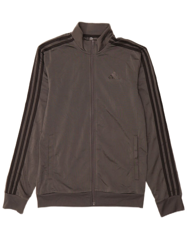 Adidas Mens Tracksuit Top Jacket Pequeno Poliéster Cinza
