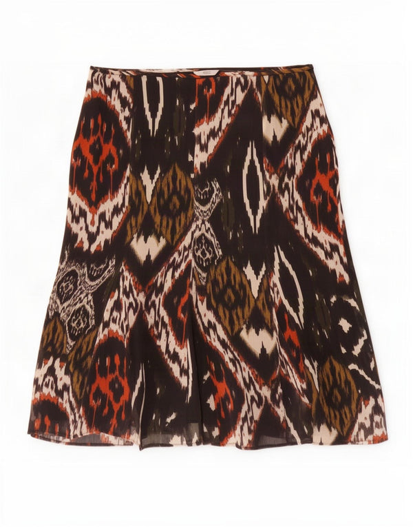Saia midi feminina Marks & Spencer UK 18 XL W38 preta Ikat poliéster