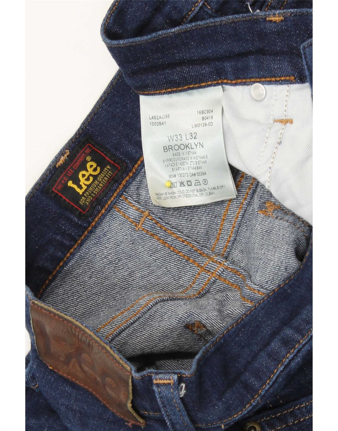 Lee Womens Brooklyn Straight Jeans W33 L29 Azul Marinho Algodão