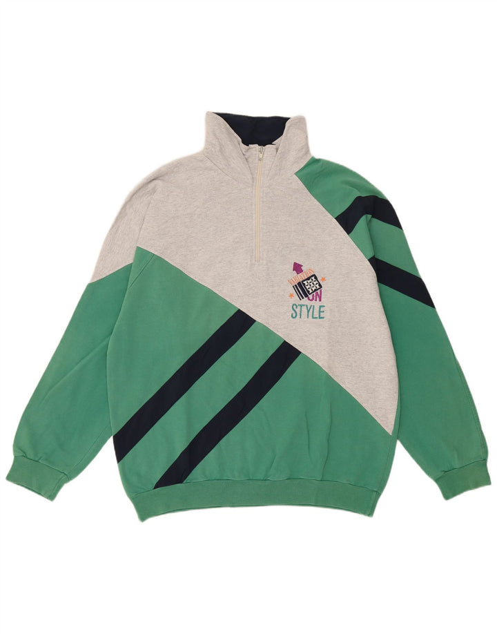 Campagnolo moletom masculino com zíper e gola em bloco colorido verde médio