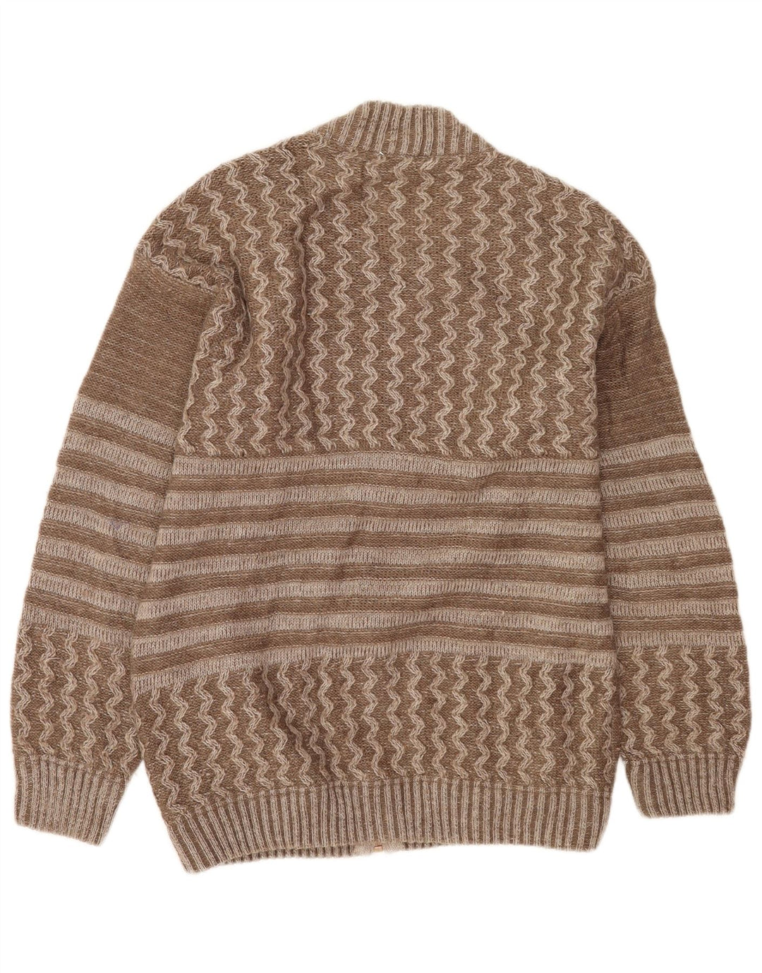 Suéter cardigã gráfico masculino vintage grande lã marrom patchwork