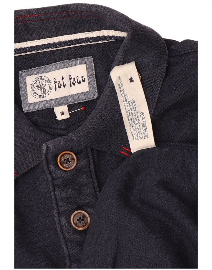 Camisa polo masculina de manga comprida Fat Face algodão azul marinho médio