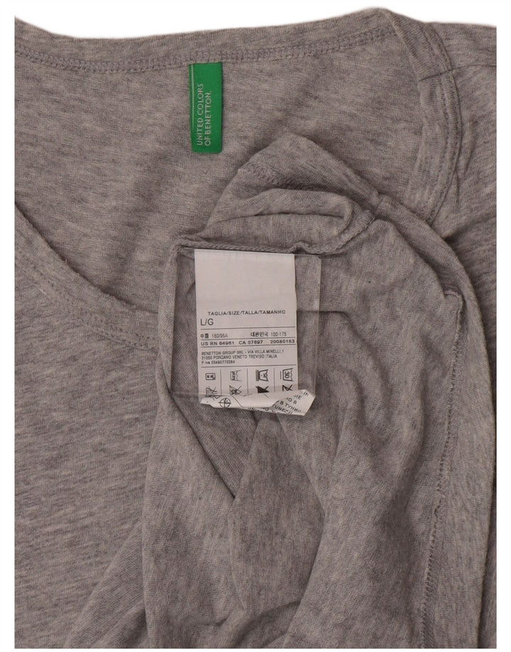 Benetton Camiseta masculina gráfica grande algodão cinza